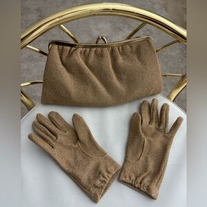 Vintage Gold Clutch and Glove Set